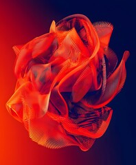 Poster - Abstract 3D Render of Flowing Red and Black Waves with Intricate Lines and Patterns, Creating a Dynamic and Artistic Visual Experience