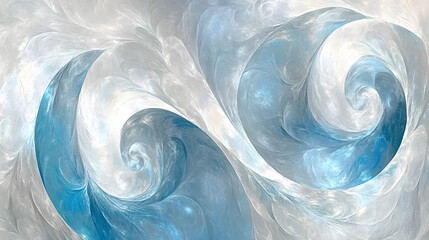Poster - Swirling Blue and White Abstract Pattern Featuring Fluid Shapes and Soft Textures for Creative Backgrounds in Digital Art and Designs