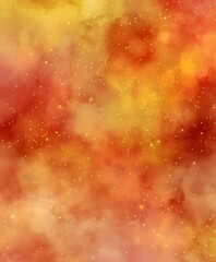 Poster - Vibrant Abstract Background with Warm Shades of Red, Orange, and Yellow Blending Together to Create a Dreamy, Ethereal Atmosphere with Glowing Particles