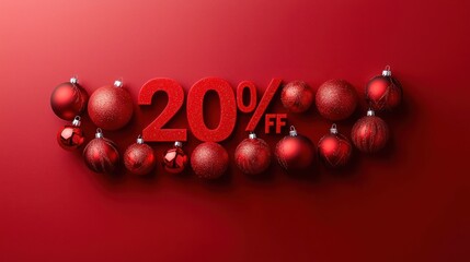 Wall Mural - Red Christmas baubles forming a 