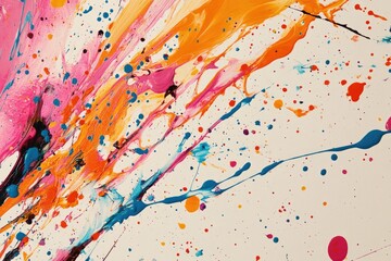 Poster - Abstract design of colorful paint splatters on a white background, great for creative projects and art inspiration