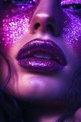 Poster - Close-up portrait of a woman with sparkly facial decorations