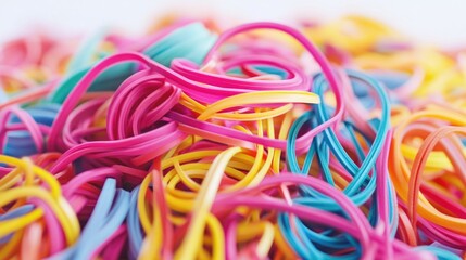 Aufkleber - A collection of vibrant rubber bands arranged neatly on a white background