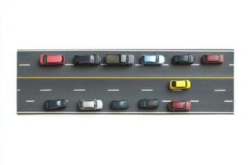 Poster - Overhead view of multiple vehicles on a busy highway with fast-paced movement and urban scenery