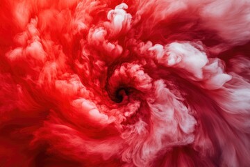 Poster - A close-up view of a red and white cloud, ideal for use in weather-related or atmospheric illustrations