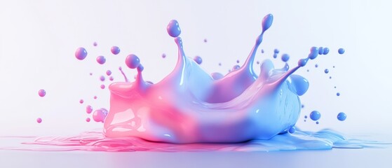 Poster - This artwork presents an abstract representation of a vibrant and colorful gel splash, showcasing dynamic droplets and fluid shapes that come together to create a striking modern artistic effect