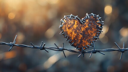 Poster - A weathered heart on a rural fence, great for country or farm-themed illustrations