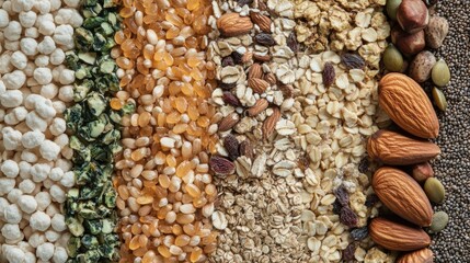 Poster - A selection of nuts and seeds arranged on a table