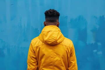 Aufkleber - A person standing against a blue background, perfect for various uses