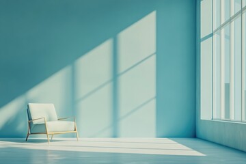 Poster - A single chair placed next to a window
