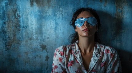 Aufkleber - A woman with a pair of sunglasses on her face, great for use in fashion or lifestyle contexts
