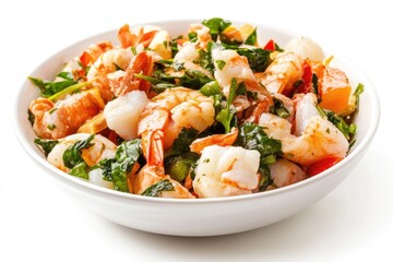 Poster - Fresh seafood and mixed veggies in a bowl