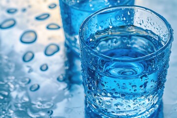 Poster - A clear glass filled with water on a table, perfect for everyday use or as a decorative element