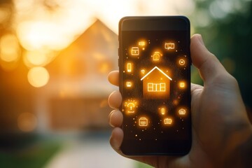 Poster - Explore a futuristic smart home with an advanced app to manage lighting, security, and more, showcasing ultimate convenience and efficiency in modern home automation that redefines living
