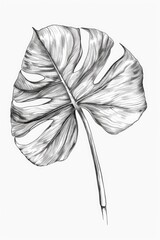 Poster - A detailed illustration of a leaf in monochrome shades