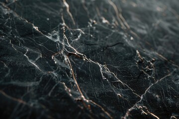 Poster - A close-up shot of a black marble surface with a smooth, glossy finish