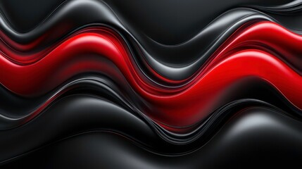 Aufkleber - Abstract red and black wavy lines creating a dynamic and modern design.