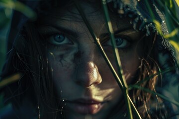 Poster - A close-up shot of a person wearing a hood