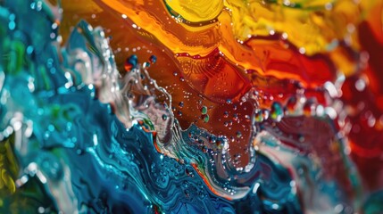Poster - A close-up view of a vibrant water-themed painting