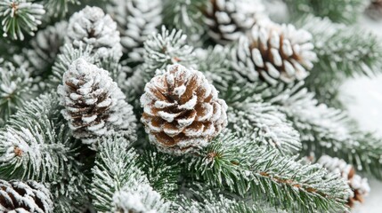Poster - Close-up view of a pine tree covered in snow