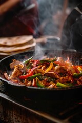 Poster - A wok filled with various dishes and ingredients, placed on a stovetop