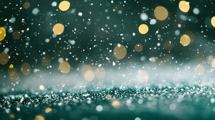 Poster - Delicate snowflakes gently fall, creating a serene winter ambiance. The background features soft, illuminated circles that add a magical glow, enhancing the beauty of the snowy scene.