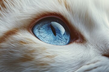 Poster - A detailed view of a domestic cat's blue eye, with the surrounding fur visible