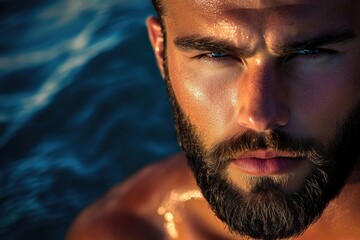 Poster - A close-up shot of a bearded man's face, great for portraits or profiles