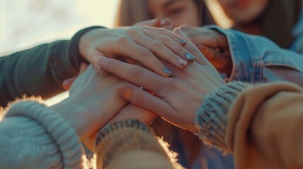 Poster - A group of people forming a collective gesture of unity and solidarity