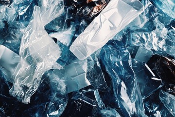 Poster - A collection of plastic bags stacked on a table