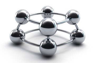 Poster - A collection of chrome spheres linked together