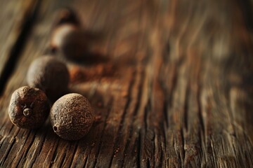 Aufkleber - A group of nuts siting on a wooden table