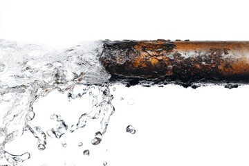 Aufkleber - A close-up shot of a pipe with running water, great for illustrations on water conservation or plumbing