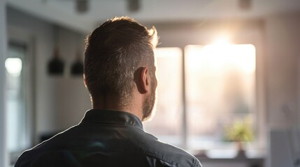 Aufkleber - A person standing by the window, gazing outside