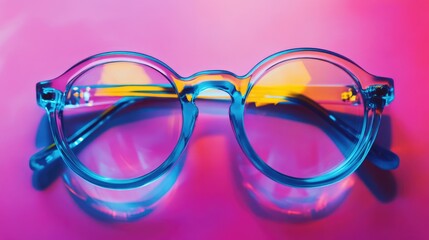 Poster - A pair of glasses resting on a table surface