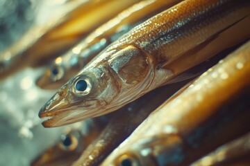 Poster - A close-up view of multiple fish, possibly schooling or swimming together