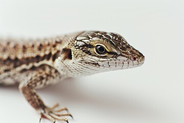 Poster - A close-up view of a lizard on a white surface