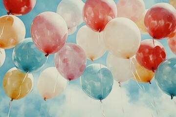 Aufkleber - A bunch of colorful balloons drifting through the air