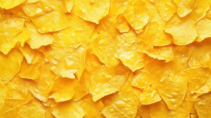 Poster - Close-up of a pile of yellow tortilla chips, a food background.