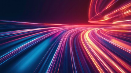 Aufkleber - Abstract light trails of red, orange, pink, and blue streaks, depicting a futuristic concept of speed, energy, and motion.