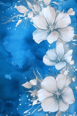 Wall Mural - Watercolour Floral Card with Silver Details for Greeting or Invitation Generative AI