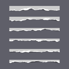 Poster - Ripped edge paper Rectangle fragments Set. Realistic paper stripes for design isolated. Template for Collage, social media, layered backgrounds, notes, scrapbook, memo effects, poster