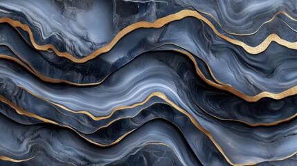 Wall Mural - Abstract blue and gold marble texture background. (1)