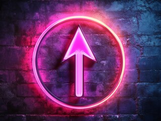 Poster - This stunning neon arrow features a bright pink design that contrasts with a dark background, creating a striking modern aesthetic that captures attention and ignites viewer interest