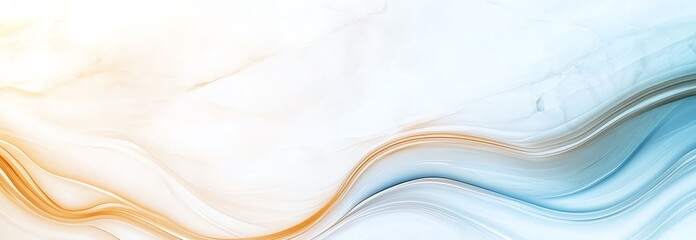 Poster - Elegant abstract wave pattern with soft blue and orange hues creating a calming and dynamic visual flow. Ideal for backgrounds and design projects.