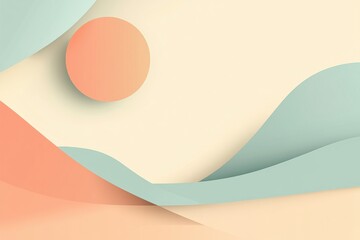 Aufkleber - Curved and abstract shapes blend together in soft hues, forming a calming composition that invites contemplation and creativity. Generative AI