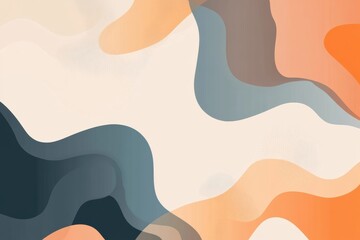 Poster - Curved and flowing shapes mingle in a palette of warm and cool tones, showcasing an artistic interplay of colors and forms. Generative AI