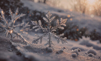 Poster - Snowflake is sitting on the ground