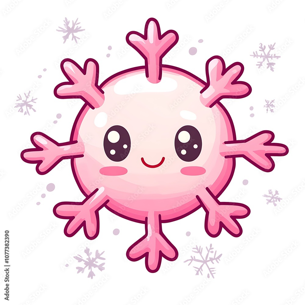 cartoon snowflake with a cute face and a snowflake on the top