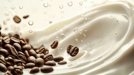 A splash of milk and coffee beans